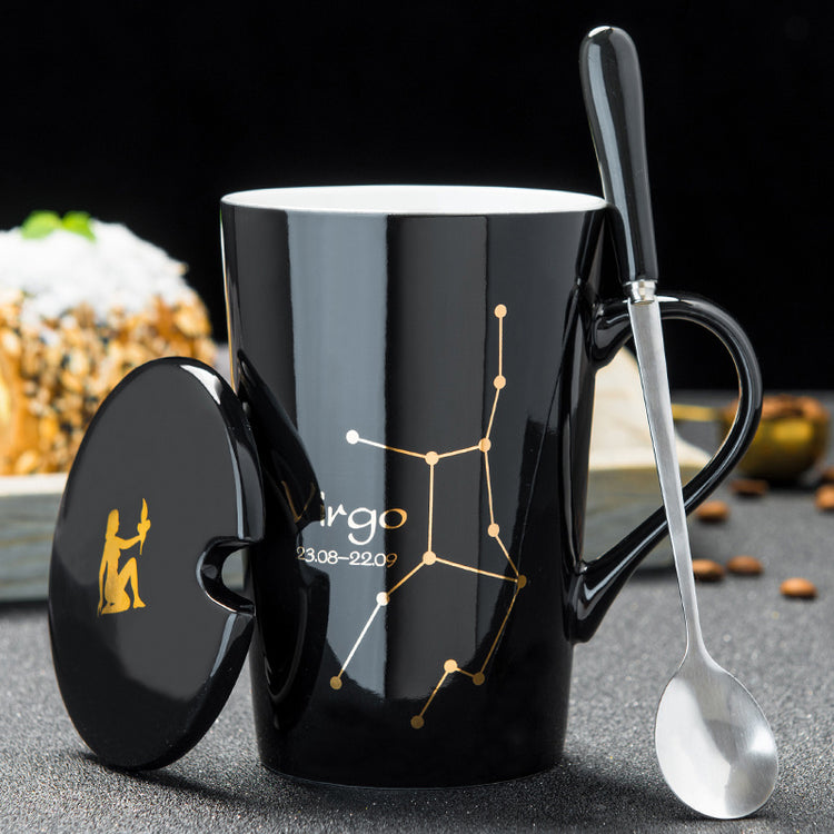 Personalized Ceramic Mug with Lid and Spoon