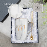 Large Capacity Ceramic Cup with Lid and Spoon