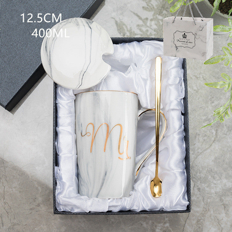 Large Capacity Ceramic Cup with Lid and Spoon