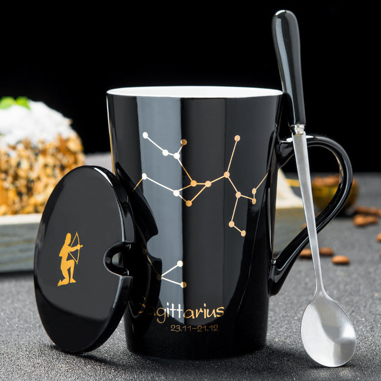 Personalized Ceramic Mug with Lid and Spoon