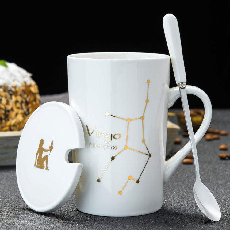 Personalized Ceramic Mug with Lid and Spoon