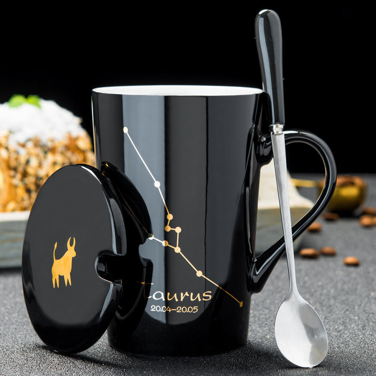 Personalized Ceramic Mug with Lid and Spoon