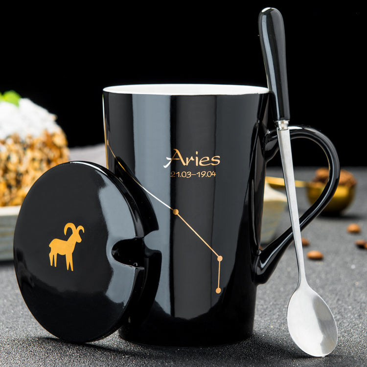 Personalized Ceramic Mug with Lid and Spoon