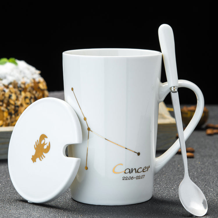 Personalized Ceramic Mug with Lid and Spoon