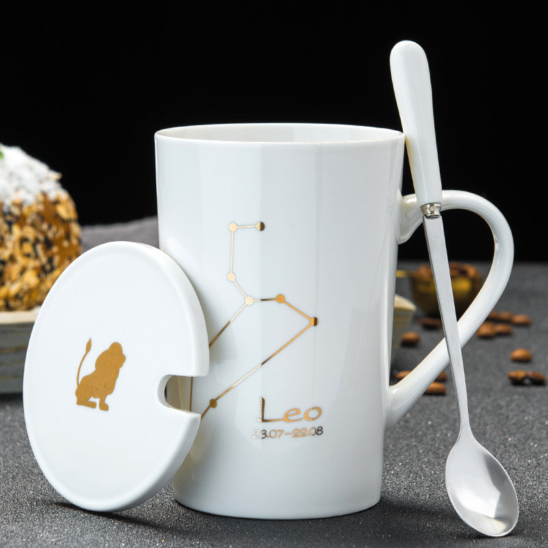Personalized Ceramic Mug with Lid and Spoon