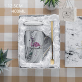 Large Capacity Ceramic Cup with Lid and Spoon