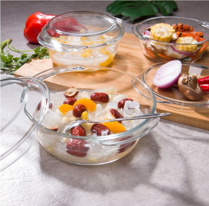  Transparent Glass Pot with Lid