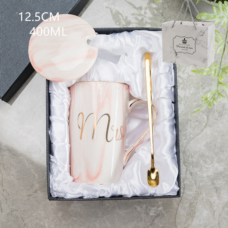 Large Capacity Ceramic Cup with Lid and Spoon