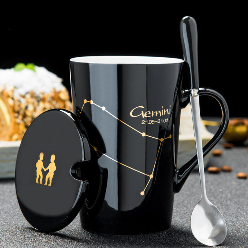 Personalized Ceramic Mug with Lid and Spoon