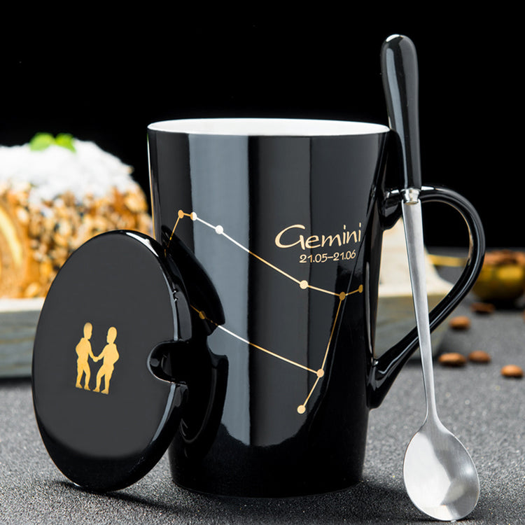 Personalized Ceramic Mug with Lid and Spoon