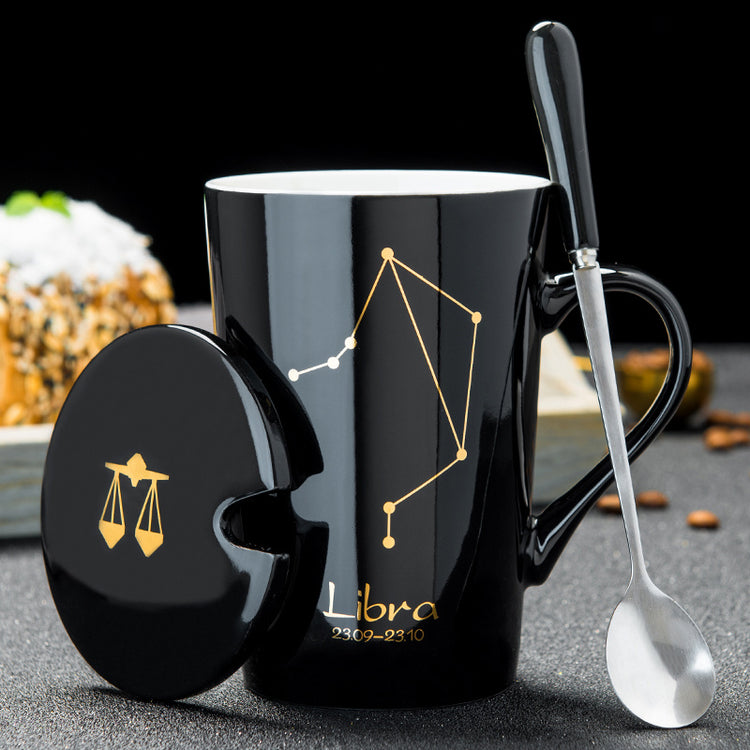 Personalized Ceramic Mug with Lid and Spoon