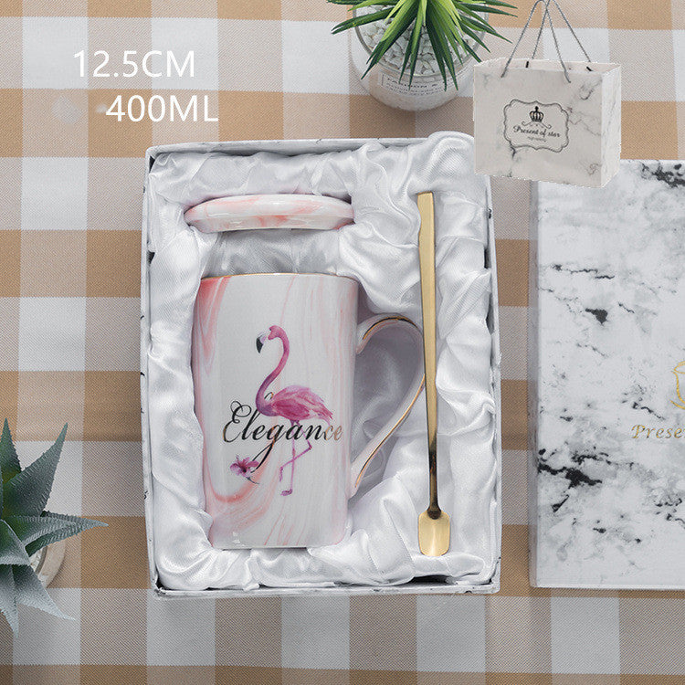 Large Capacity Ceramic Cup with Lid and Spoon