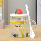 Borosilicate Office Mug with Lid and Spoon
