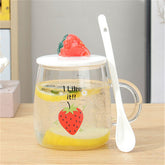 Borosilicate Office Mug with Lid and Spoon