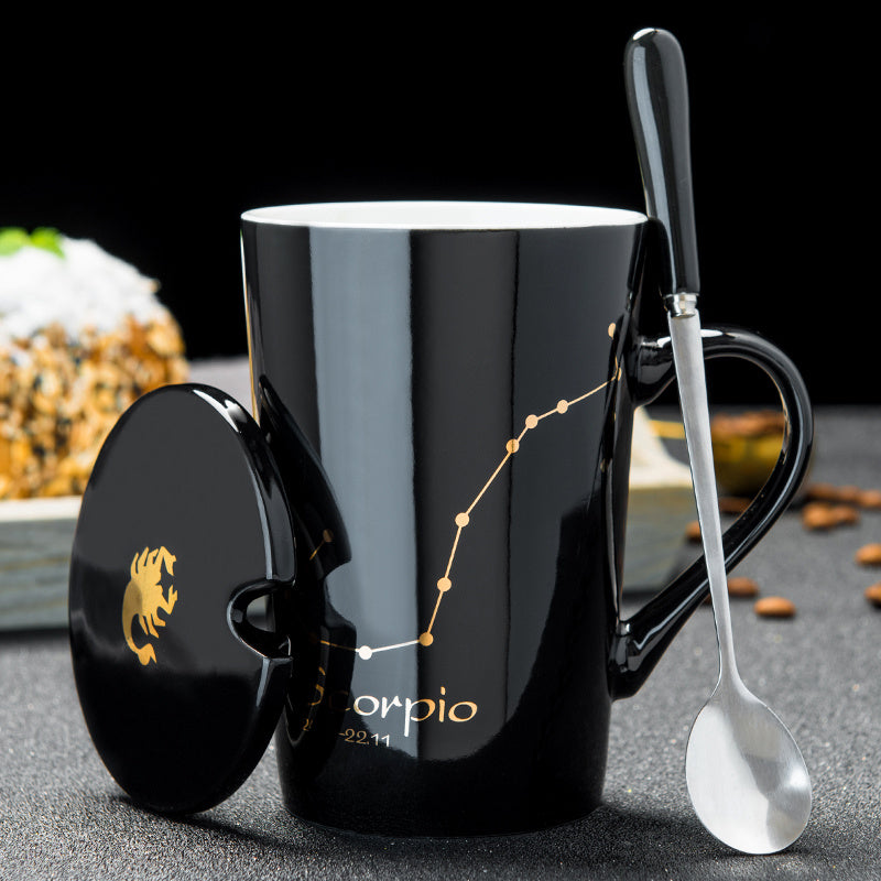 Personalized Ceramic Mug with Lid and Spoon
