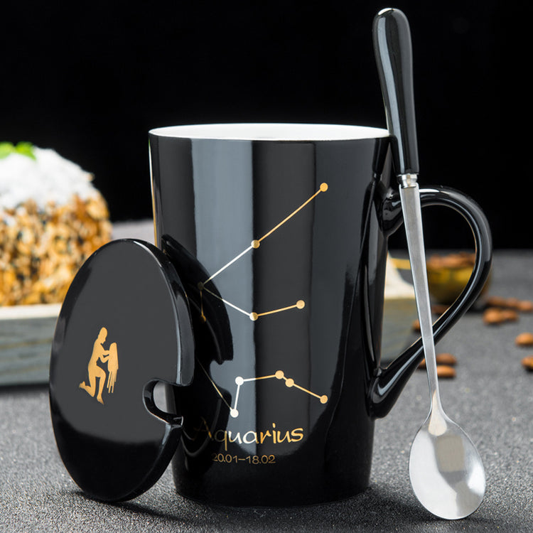 Personalized Ceramic Mug with Lid and Spoon