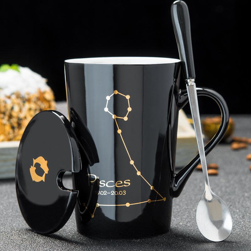 Personalized Ceramic Mug with Lid and Spoon