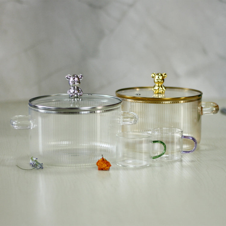 Transparent Glass Milk Pot