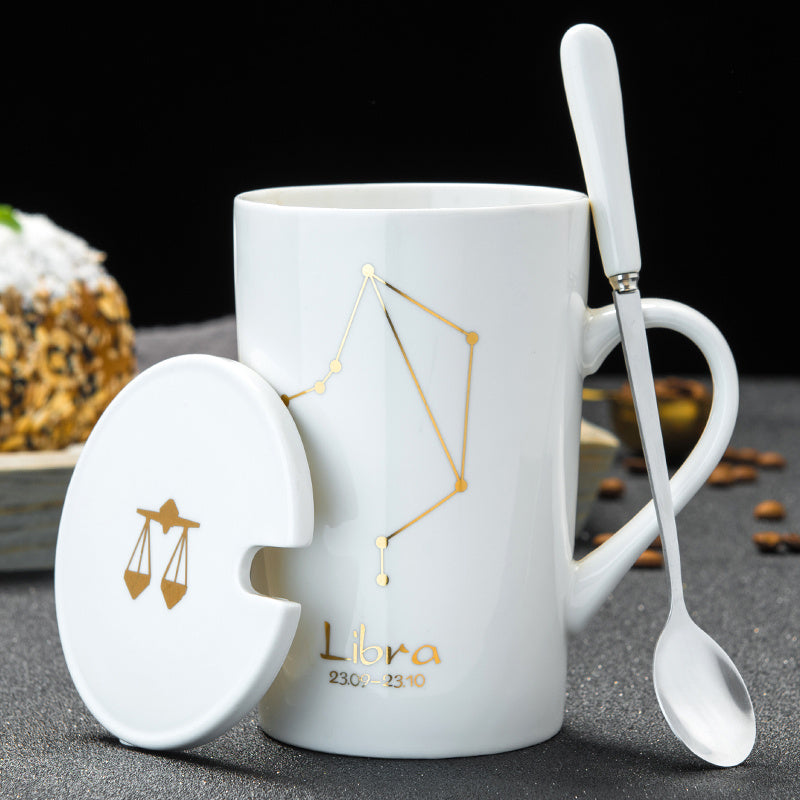 Personalized Ceramic Mug with Lid and Spoon
