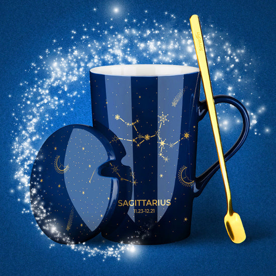 Ceramic Constellation Coffee Mug with Lid and Spoon