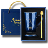 Ceramic Constellation Coffee Mug with Lid and Spoon