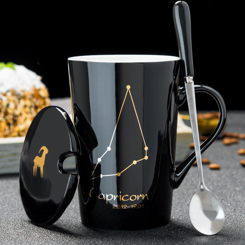 Personalized Ceramic Mug with Lid and Spoon