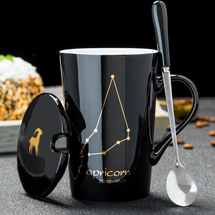 Personalized Ceramic Mug with Lid and Spoon