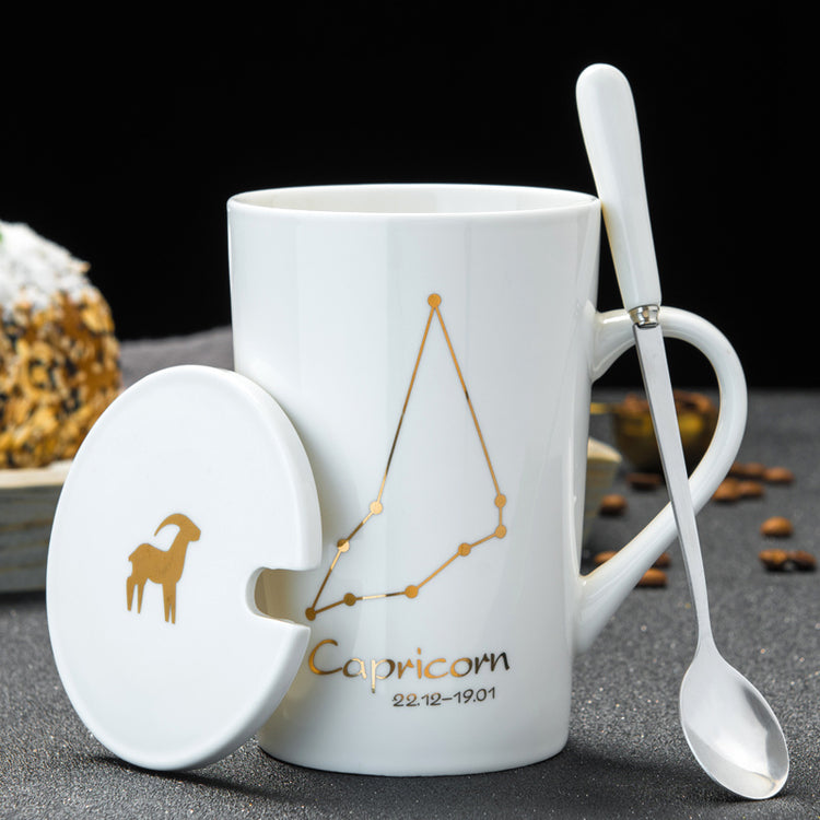 Personalized Ceramic Mug with Lid and Spoon