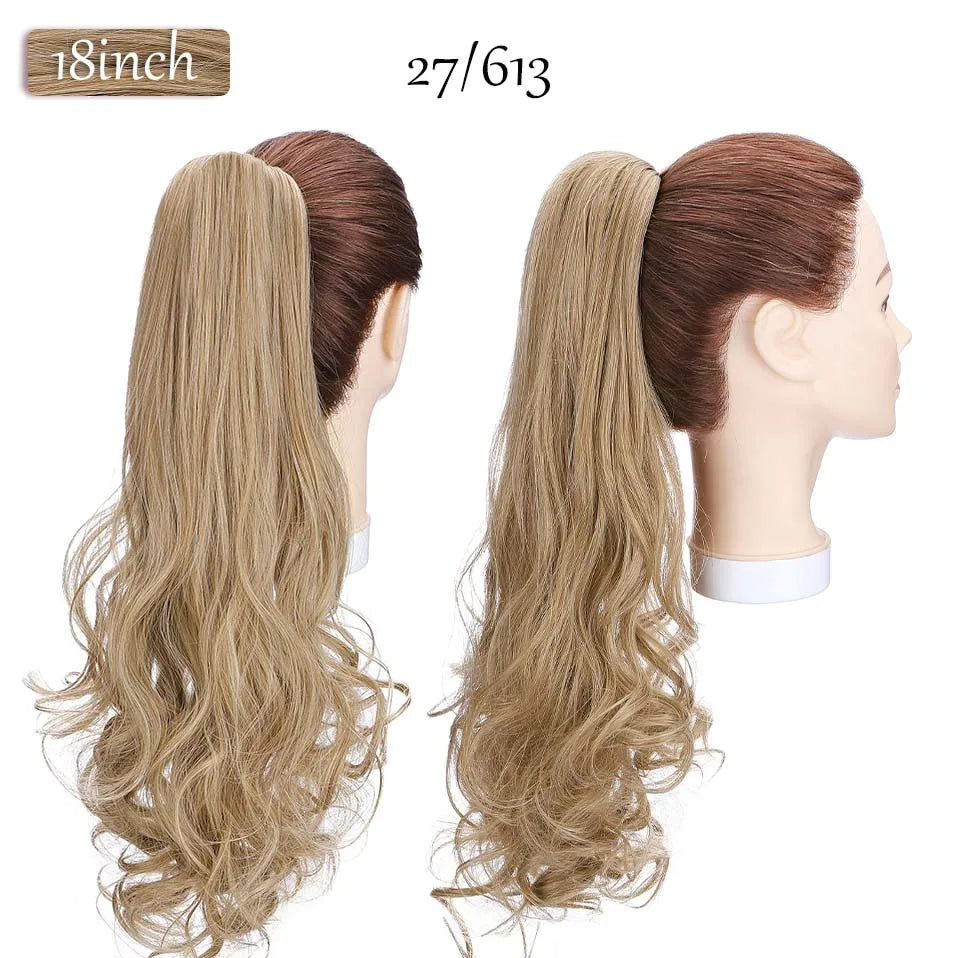 S-noilite Synthetic 12-26inch Claw Clip On Ponytail Hair Extension Ponytail Extension Hair For Women Pony Tail Hair Hairpiece