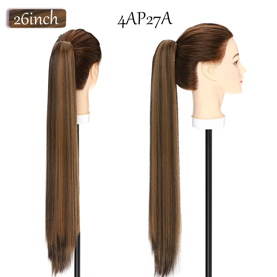 S-noilite Synthetic 12-26inch Claw Clip On Ponytail Hair Extension Ponytail Extension Hair For Women Pony Tail Hair Hairpiece