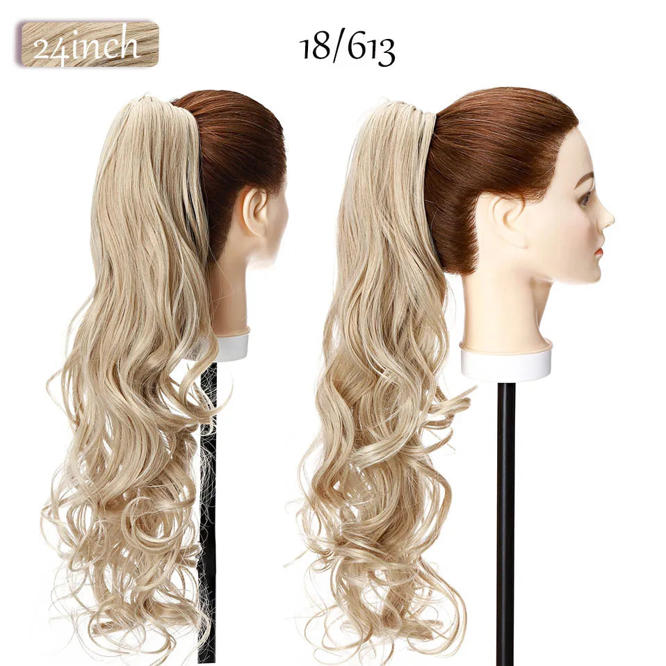 S-noilite Synthetic 12-26inch Claw Clip On Ponytail Hair Extension Ponytail Extension Hair For Women Pony Tail Hair Hairpiece