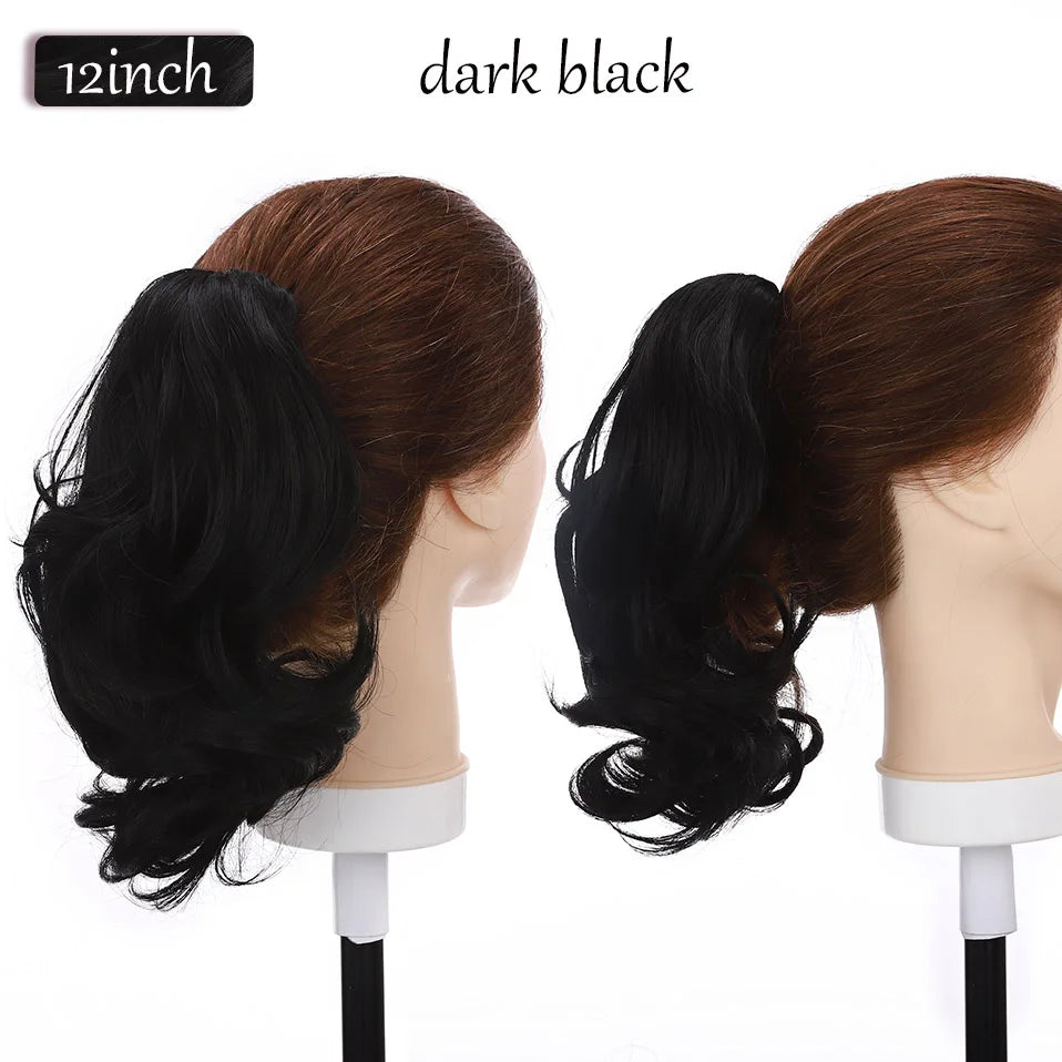 S-noilite Synthetic 12-26inch Claw Clip On Ponytail Hair Extension Ponytail Extension Hair For Women Pony Tail Hair Hairpiece