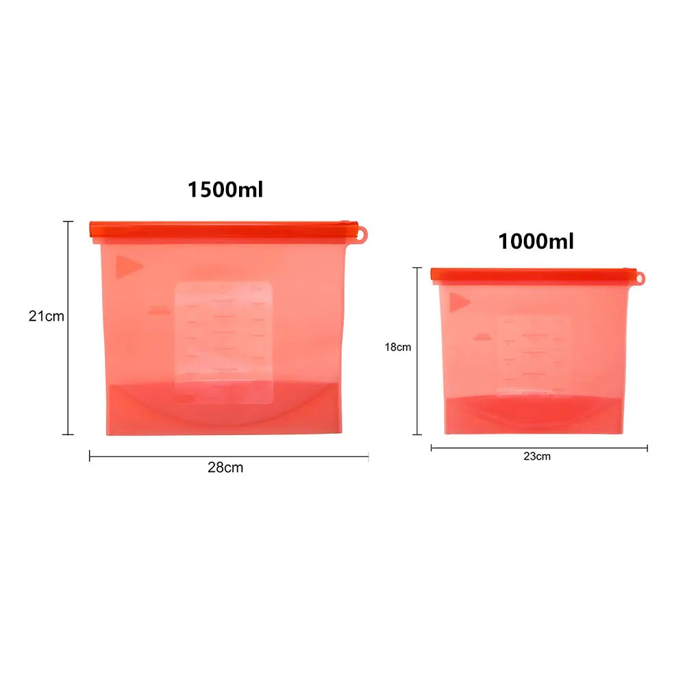 Silicone Bags Reusable Silicone Food Bag Airtight Seal Food Preservation Bag Food Grade for Vegetable, Liquid, Snack, Meat