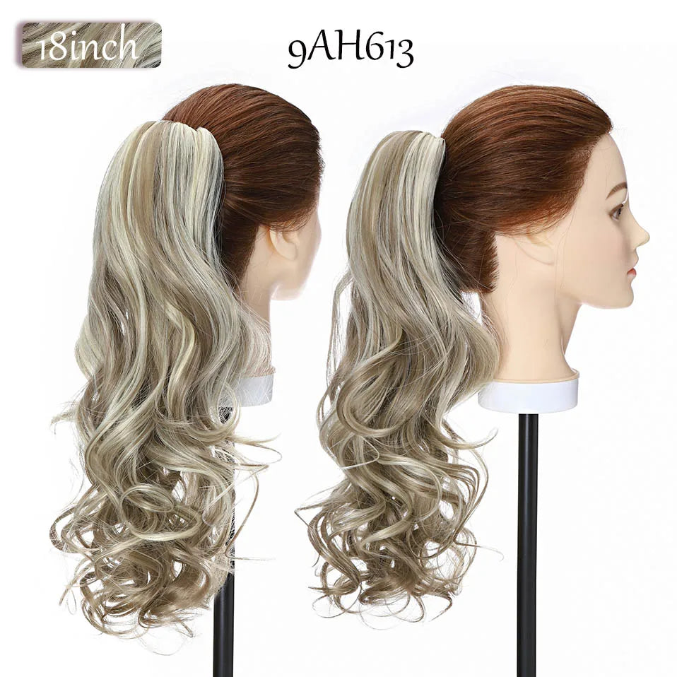 S-noilite Synthetic 12-26inch Claw Clip On Ponytail Hair Extension Ponytail Extension Hair For Women Pony Tail Hair Hairpiece