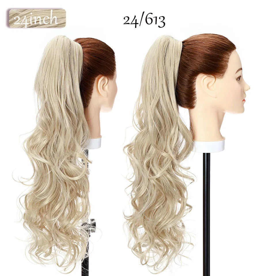 S-noilite Synthetic 12-26inch Claw Clip On Ponytail Hair Extension Ponytail Extension Hair For Women Pony Tail Hair Hairpiece