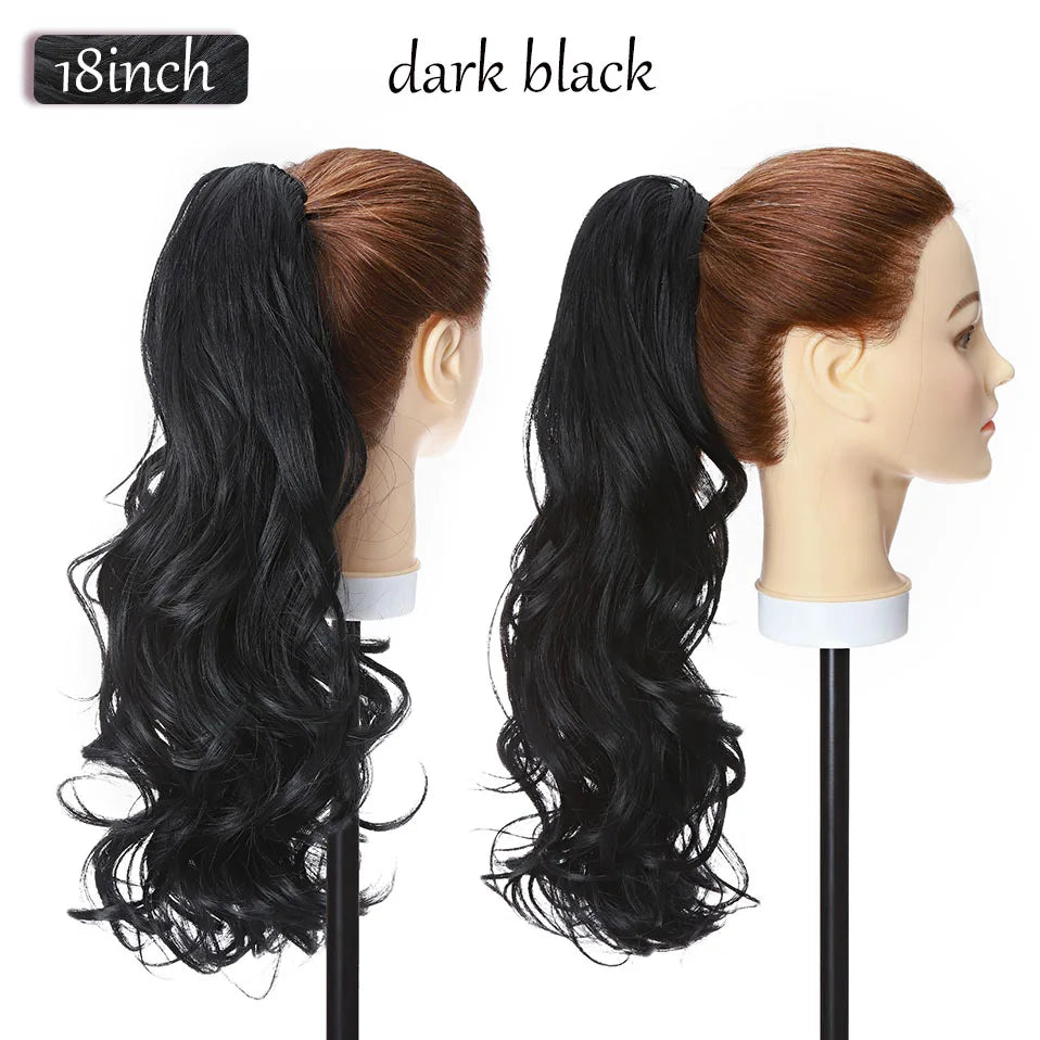 S-noilite Synthetic 12-26inch Claw Clip On Ponytail Hair Extension Ponytail Extension Hair For Women Pony Tail Hair Hairpiece