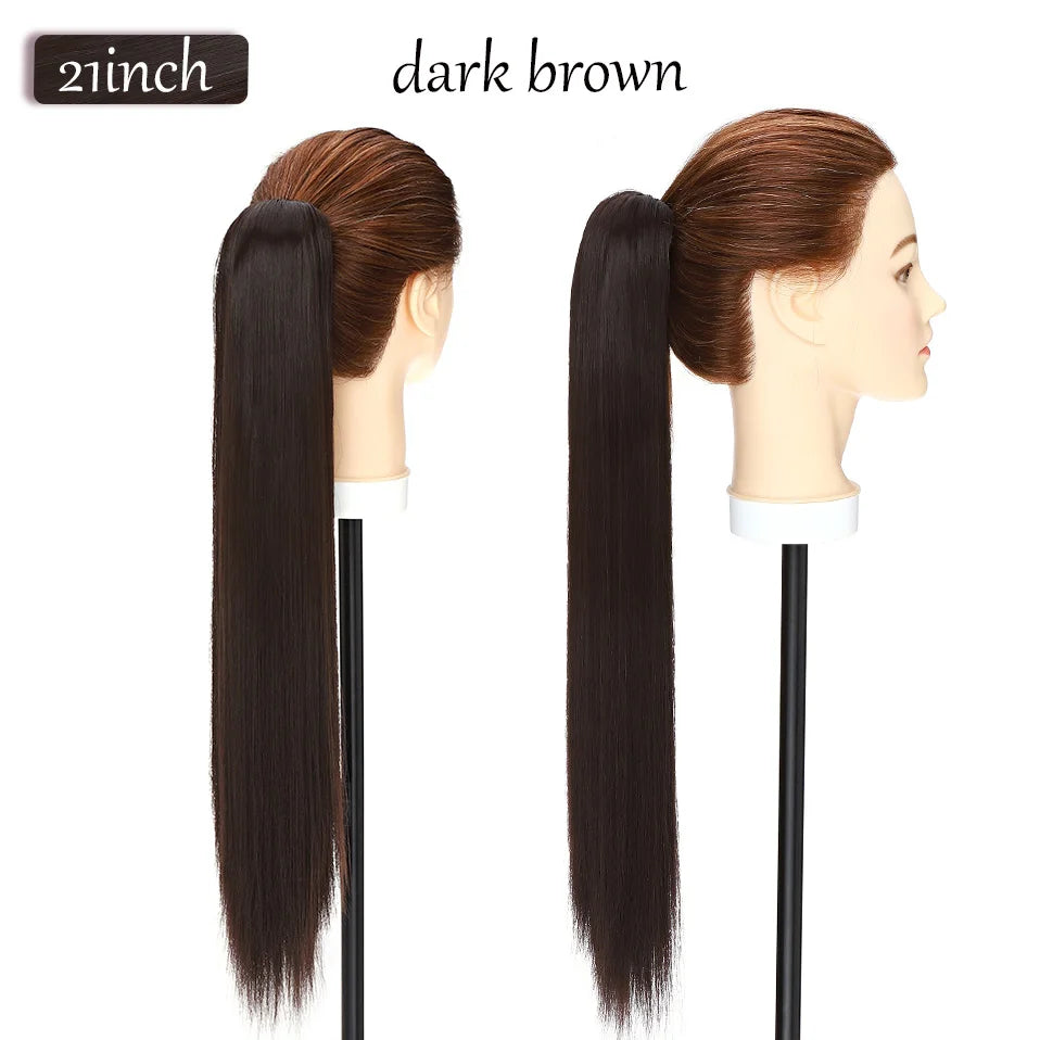 S-noilite Synthetic 12-26inch Claw Clip On Ponytail Hair Extension Ponytail Extension Hair For Women Pony Tail Hair Hairpiece