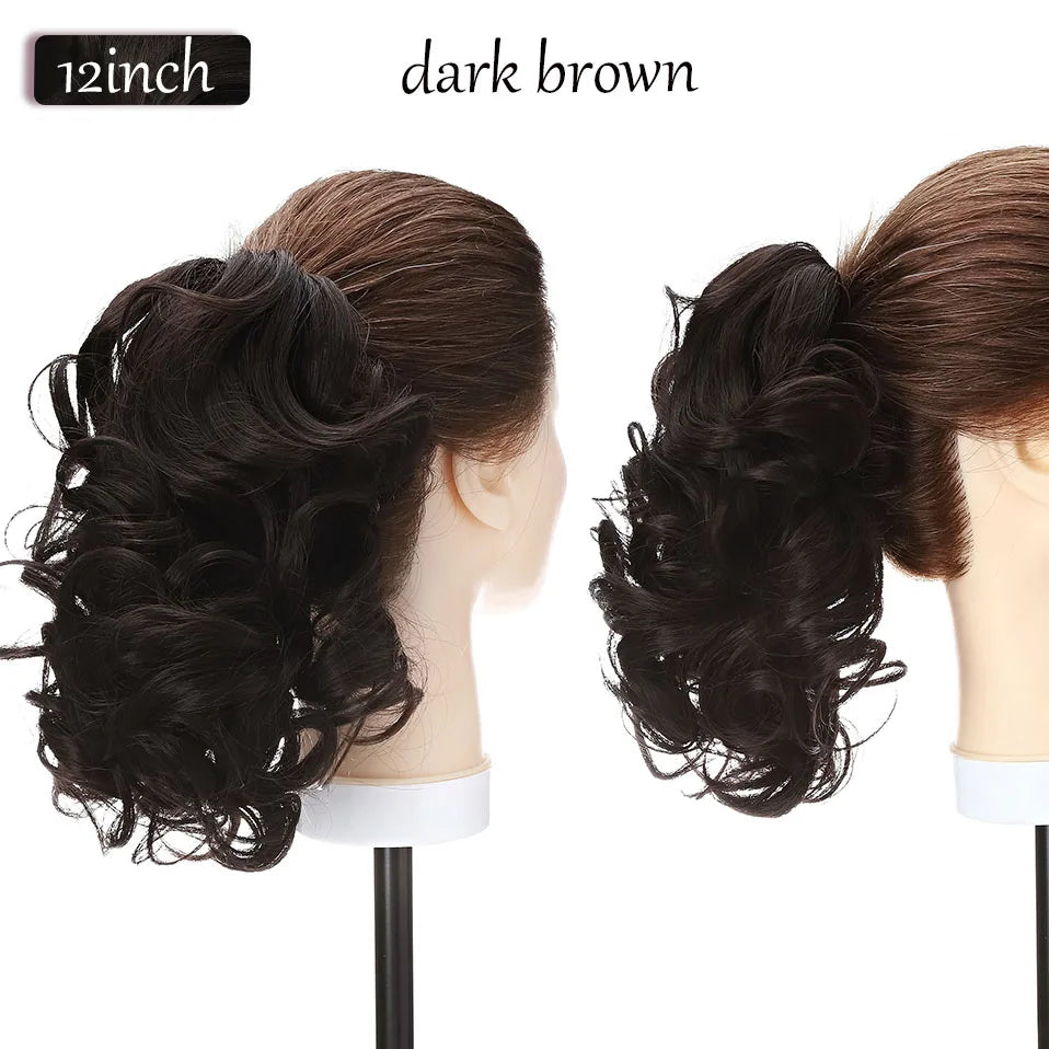 S-noilite Synthetic 12-26inch Claw Clip On Ponytail Hair Extension Ponytail Extension Hair For Women Pony Tail Hair Hairpiece