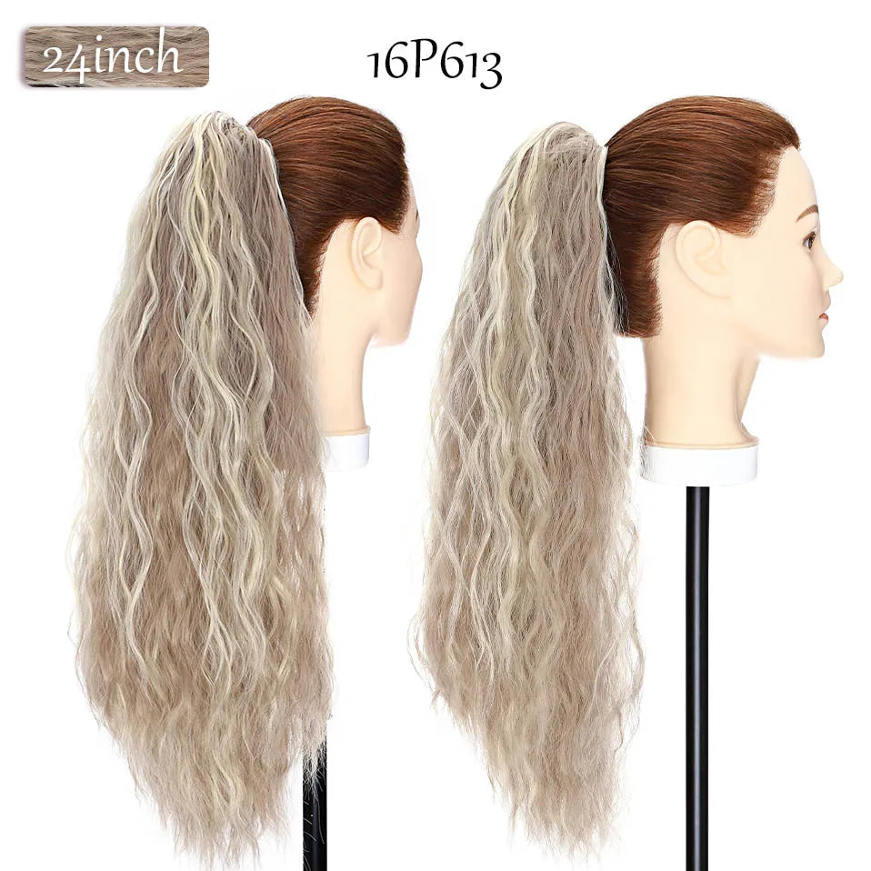 S-noilite Synthetic 12-26inch Claw Clip On Ponytail Hair Extension Ponytail Extension Hair For Women Pony Tail Hair Hairpiece