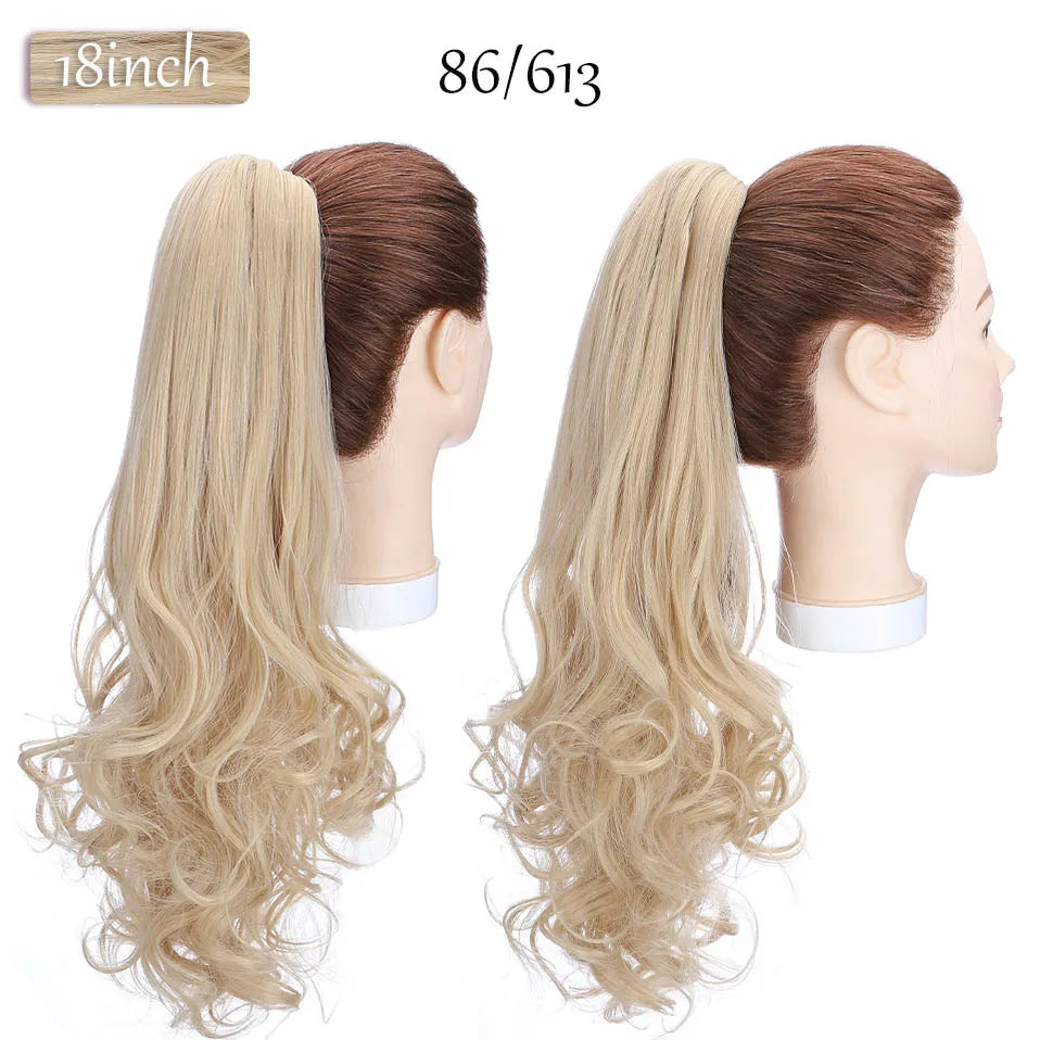 S-noilite Synthetic 12-26inch Claw Clip On Ponytail Hair Extension Ponytail Extension Hair For Women Pony Tail Hair Hairpiece