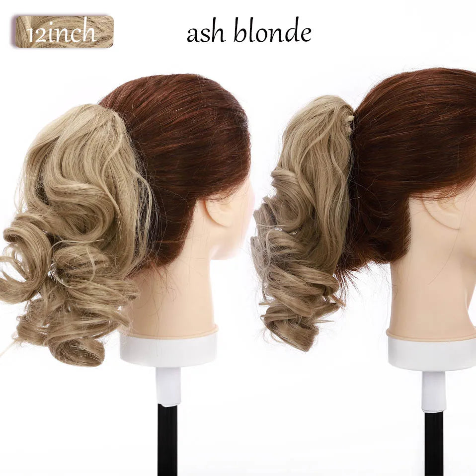 S-noilite Synthetic 12-26inch Claw Clip On Ponytail Hair Extension Ponytail Extension Hair For Women Pony Tail Hair Hairpiece