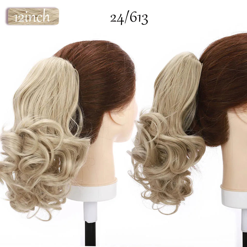 S-noilite Synthetic 12-26inch Claw Clip On Ponytail Hair Extension Ponytail Extension Hair For Women Pony Tail Hair Hairpiece