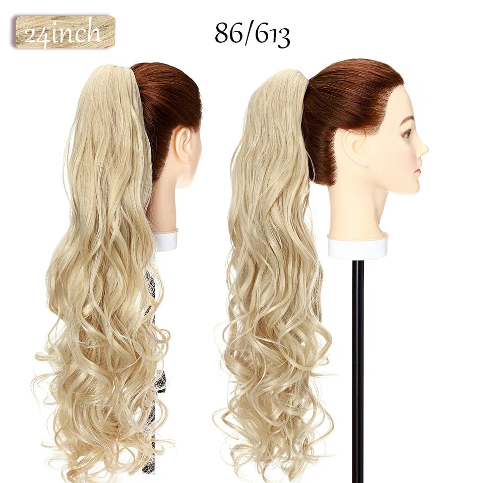 S-noilite Synthetic 12-26inch Claw Clip On Ponytail Hair Extension Ponytail Extension Hair For Women Pony Tail Hair Hairpiece