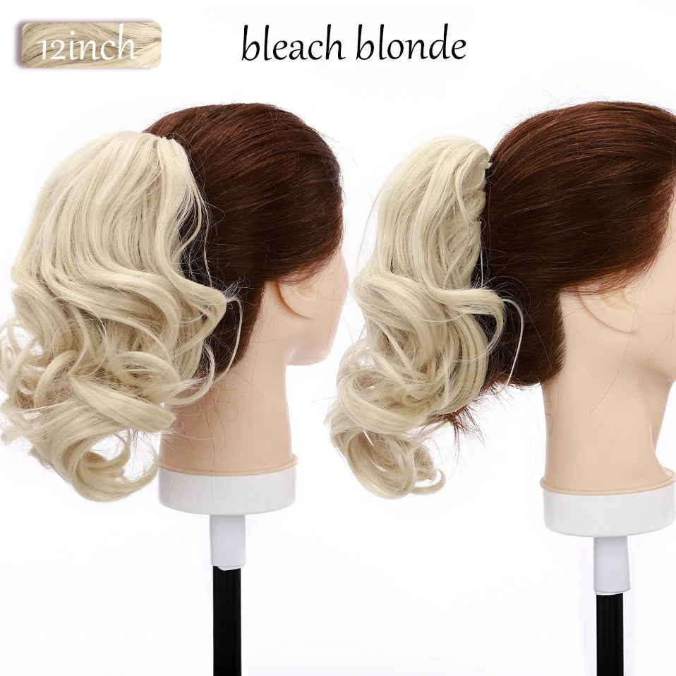 S-noilite Synthetic 12-26inch Claw Clip On Ponytail Hair Extension Ponytail Extension Hair For Women Pony Tail Hair Hairpiece