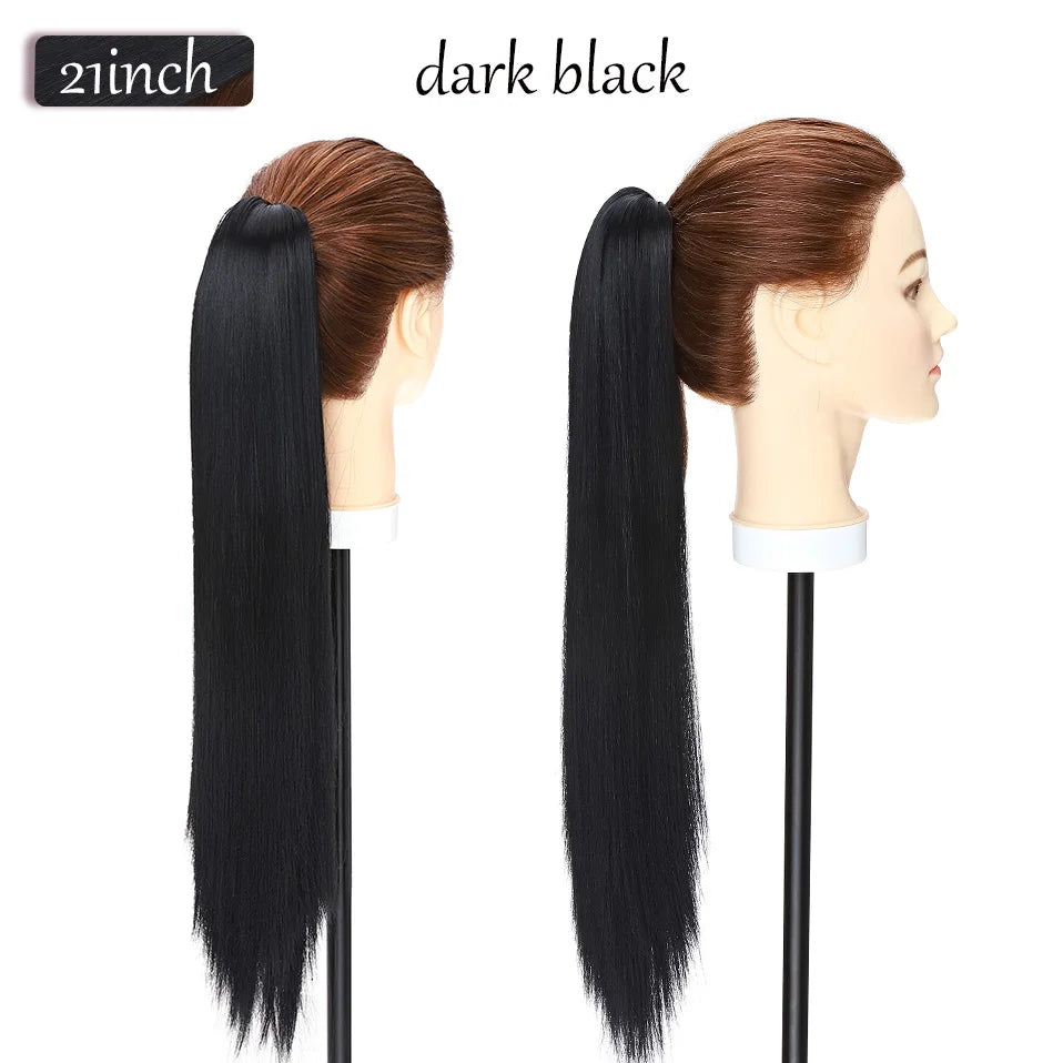 S-noilite Synthetic 12-26inch Claw Clip On Ponytail Hair Extension Ponytail Extension Hair For Women Pony Tail Hair Hairpiece