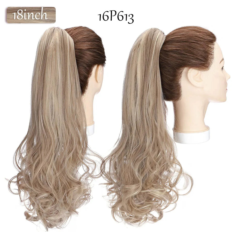 S-noilite Synthetic 12-26inch Claw Clip On Ponytail Hair Extension Ponytail Extension Hair For Women Pony Tail Hair Hairpiece