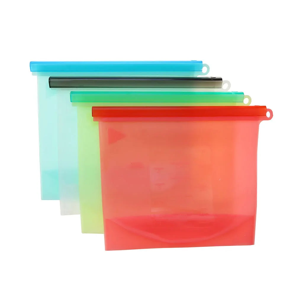 Silicone Bags Reusable Silicone Food Bag Airtight Seal Food Preservation Bag Food Grade for Vegetable, Liquid, Snack, Meat