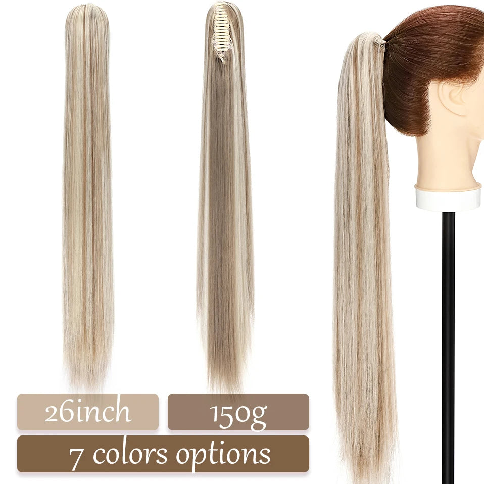 S-noilite Synthetic 12-26inch Claw Clip On Ponytail Hair Extension Ponytail Extension Hair For Women Pony Tail Hair Hairpiece