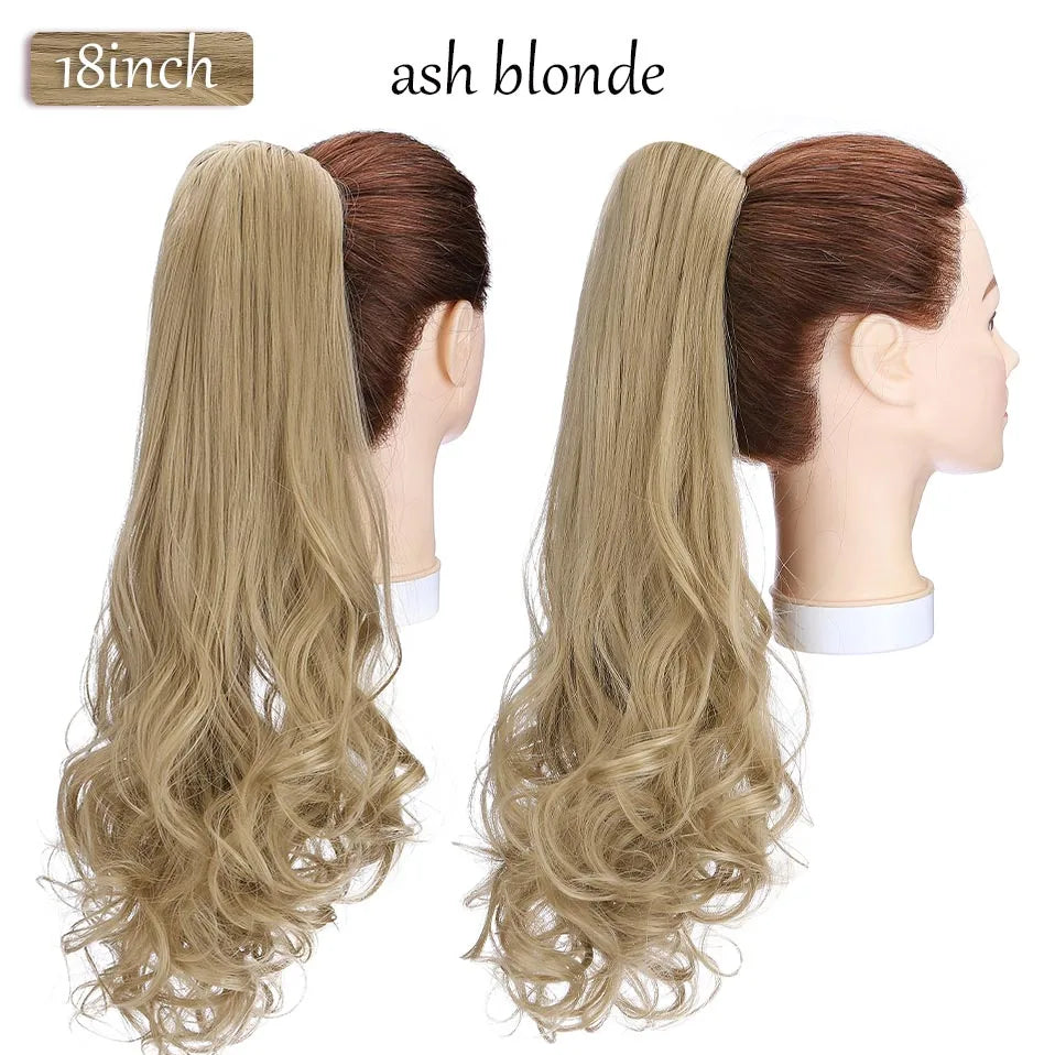 S-noilite Synthetic 12-26inch Claw Clip On Ponytail Hair Extension Ponytail Extension Hair For Women Pony Tail Hair Hairpiece