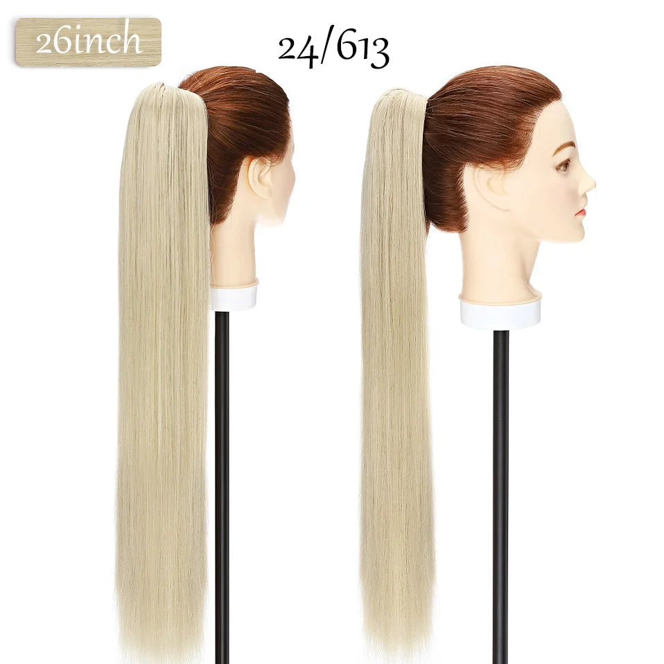 S-noilite Synthetic 12-26inch Claw Clip On Ponytail Hair Extension Ponytail Extension Hair For Women Pony Tail Hair Hairpiece